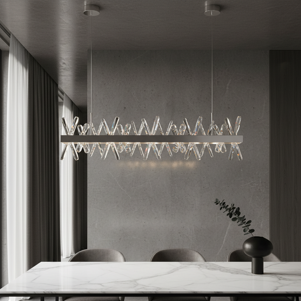 Arte Gold Rectangle Crystal Chandelier - Pendant Lights | Lucera Lighting