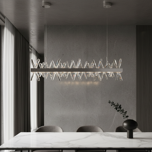 Arte Gold Rectangle Crystal Chandelier - Pendant Lights | Lucera Lighting