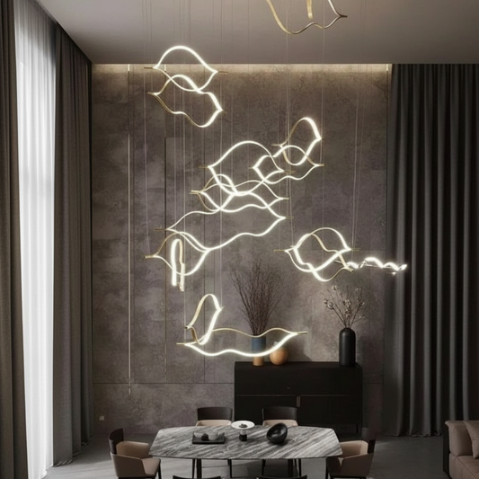 Campo Gold Wave Chandelier for Dining Room - Chandeliers | Lucera Lighting
