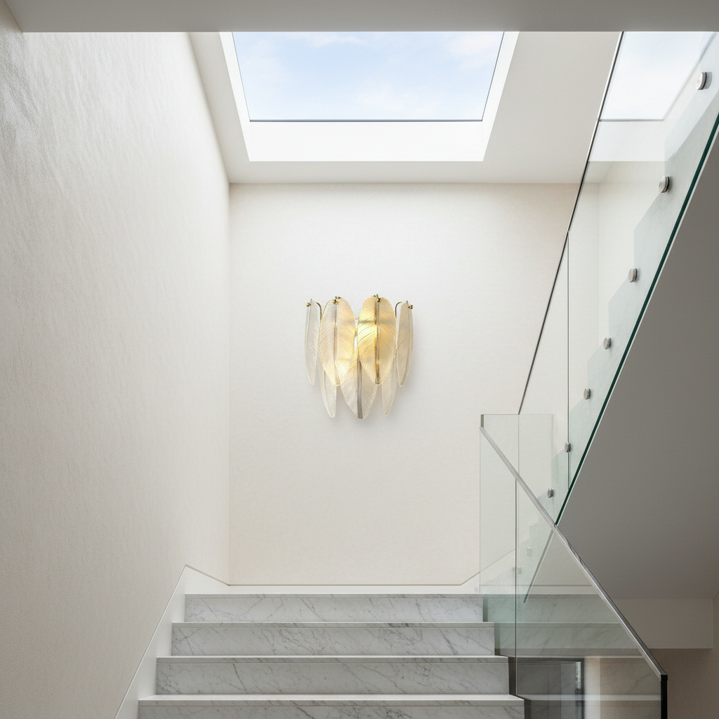 Soli Vintage Brass Chandelier with Frosted Glass Leaves - Wall Lights & Sconces | Lucera Lighting