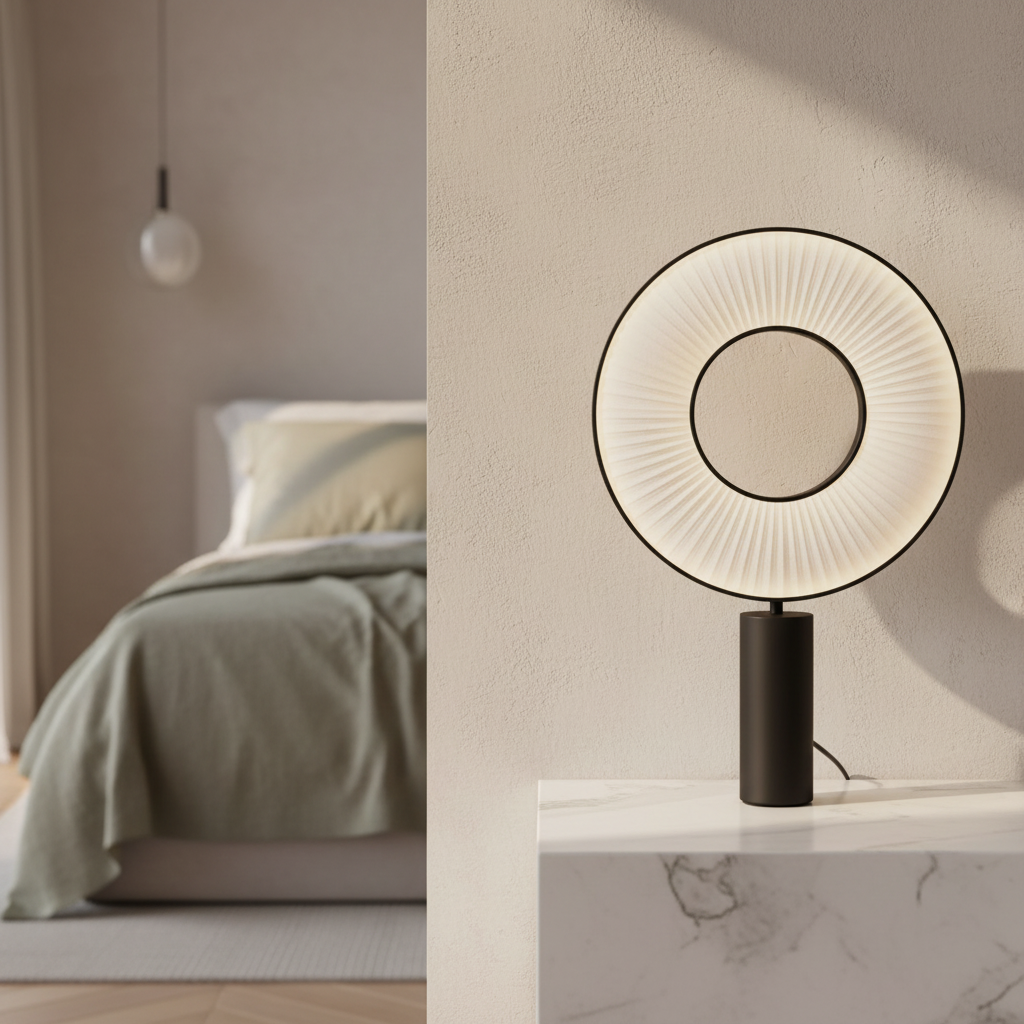 Brio Minimalistic LED Table Lamp with Fabric Pleats - Lamps | Lucera Lighting