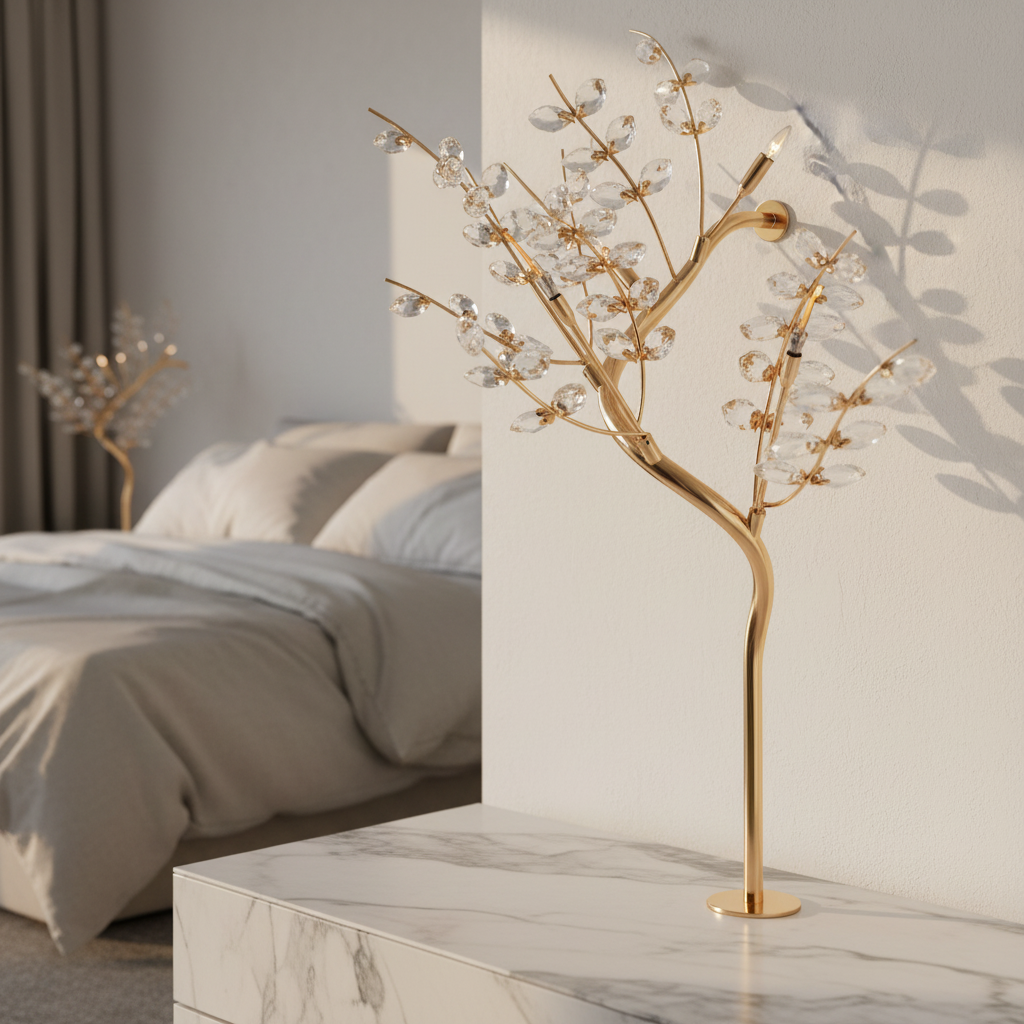 Affetto Gold Crystal LED Tree Nightlight - Lamps | Lucera Lighting