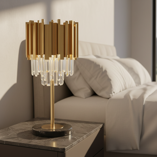 Fantasia Gold Crystal Nightstand Lamp - Lamps | Lucera Lighting