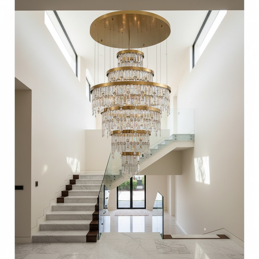 Basil Gold Ring Large Crystal Chandelier - Chandeliers | Lucera Lighting