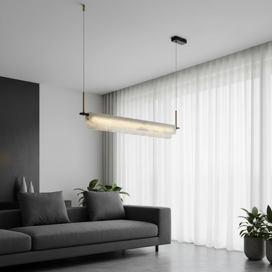 Viridian Marble & Brass Linear Pendant Light - Pendant Lights | Lucera Lighting