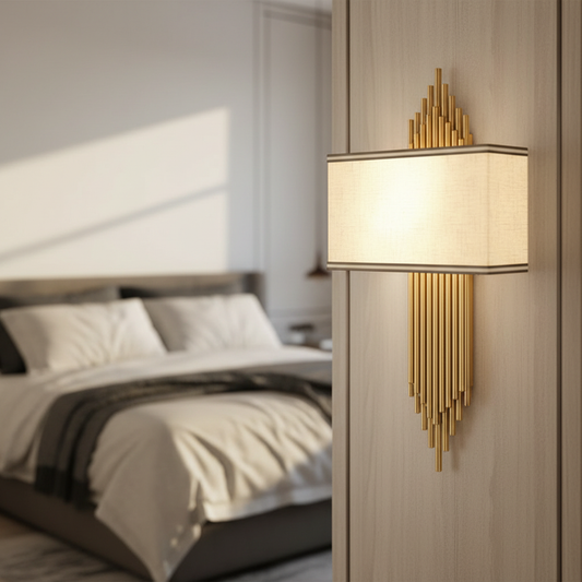 Leone Metal and Fabric Wall Sconce - Wall Lights & Sconces | Lucera Lighting