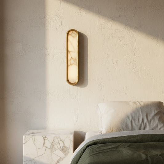 Velour Art Deco Wall Lamp with Marble & Iron - Wall Lights & Sconces | Lucera Lighting
