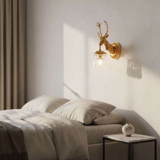 Capri Crystal Deer Head Wall Lamp - Wall Lights & Sconces | Lucera Lighting