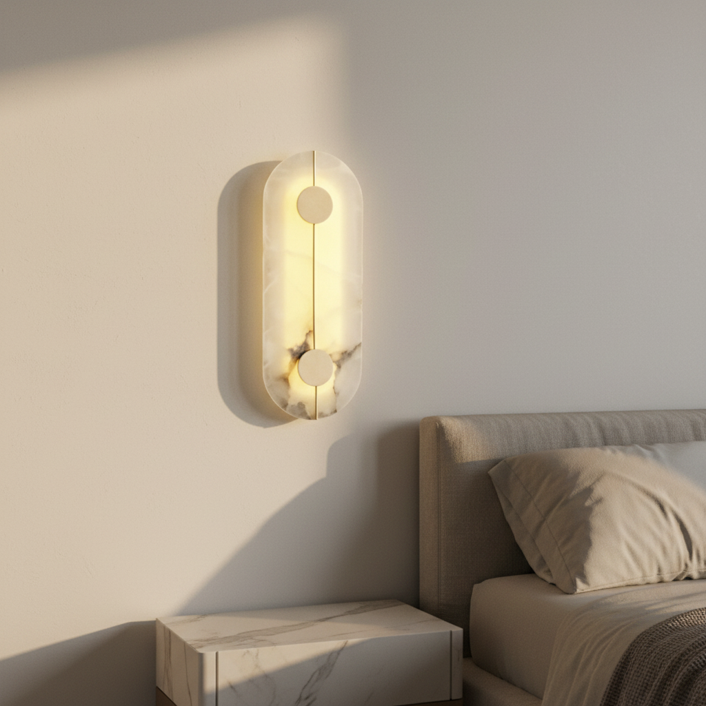 Turret Copper Marble Wall Lamp for Living Room - Wall Lights & Sconces | Lucera Lighting
