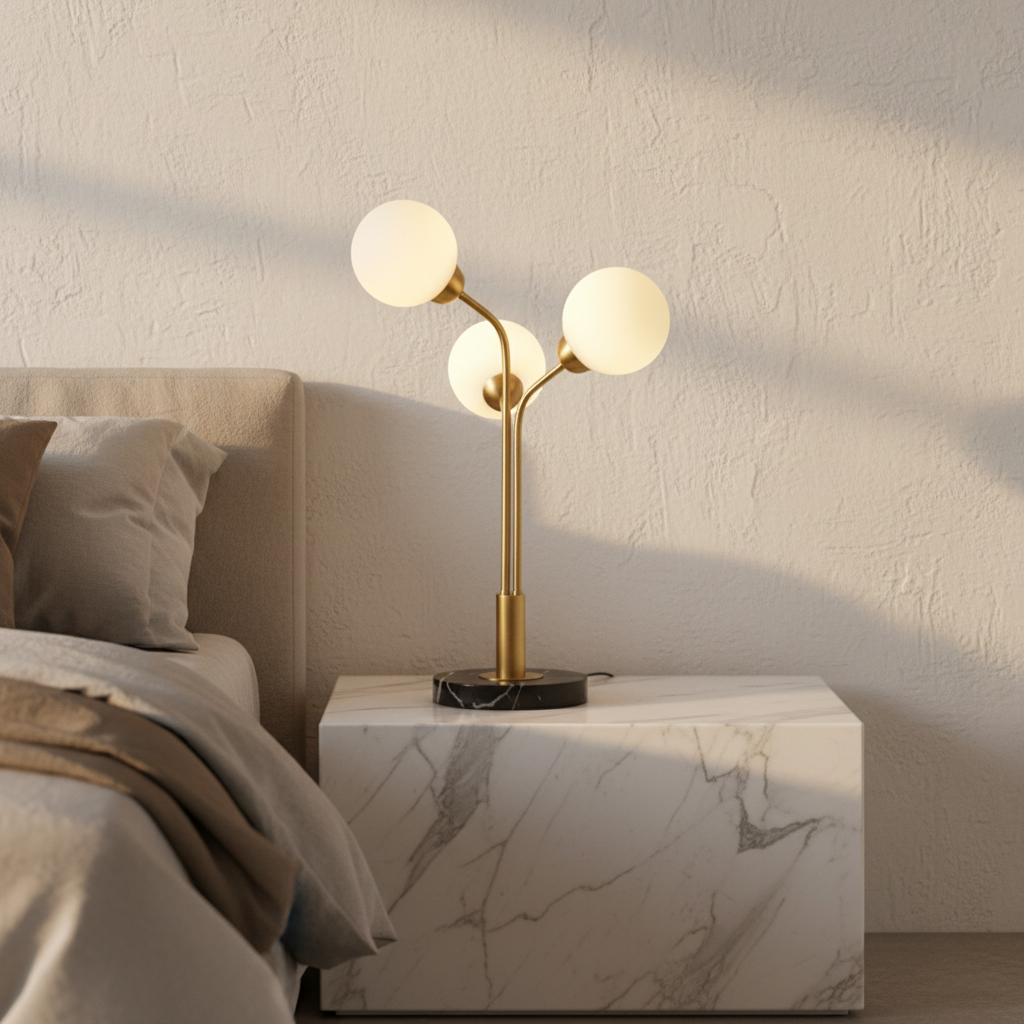 Animato Tri-Shape Marble Base Table Lamp - Lamps | Lucera Lighting