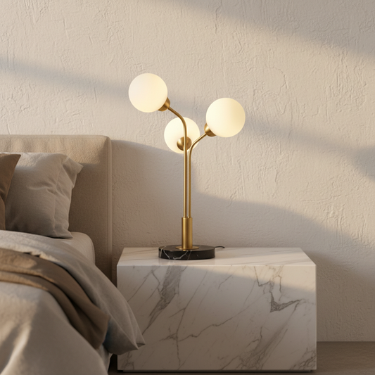 Animato Tri-Shape Marble Base Table Lamp - Lamps | Lucera Lighting