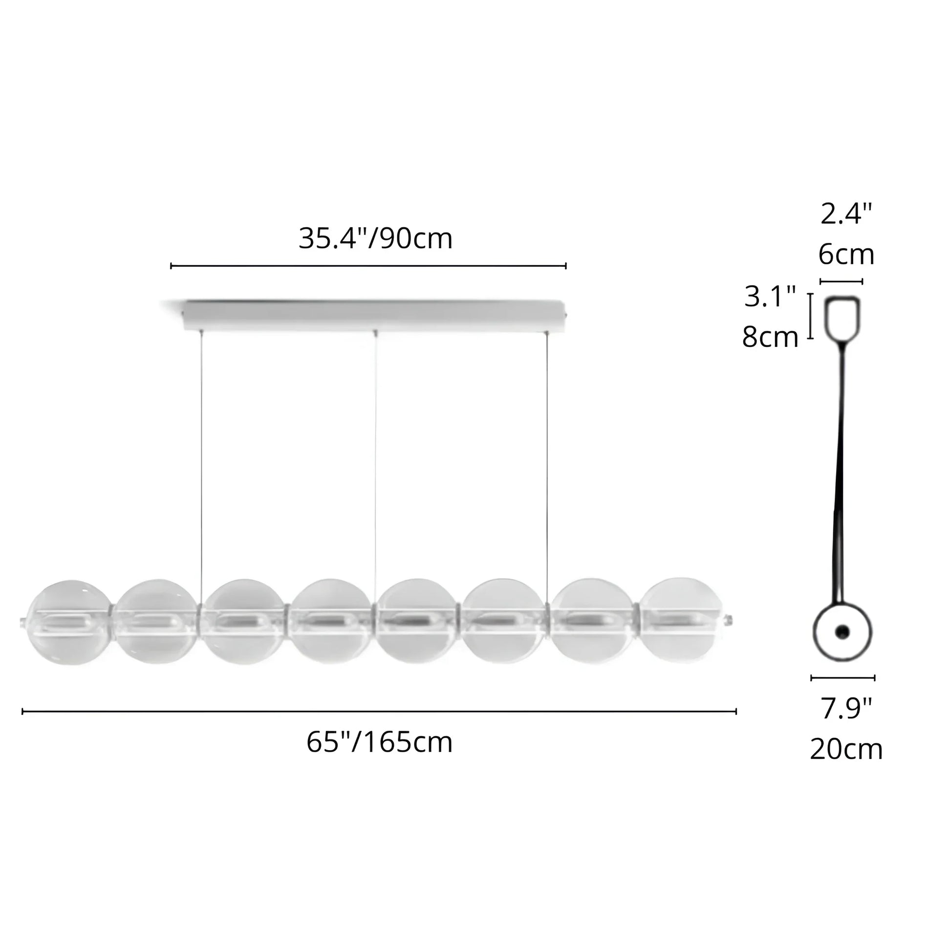 Vermeil Glass Pendant Light - Linear Chandelier - Pendant Lights | Lucera Lighting