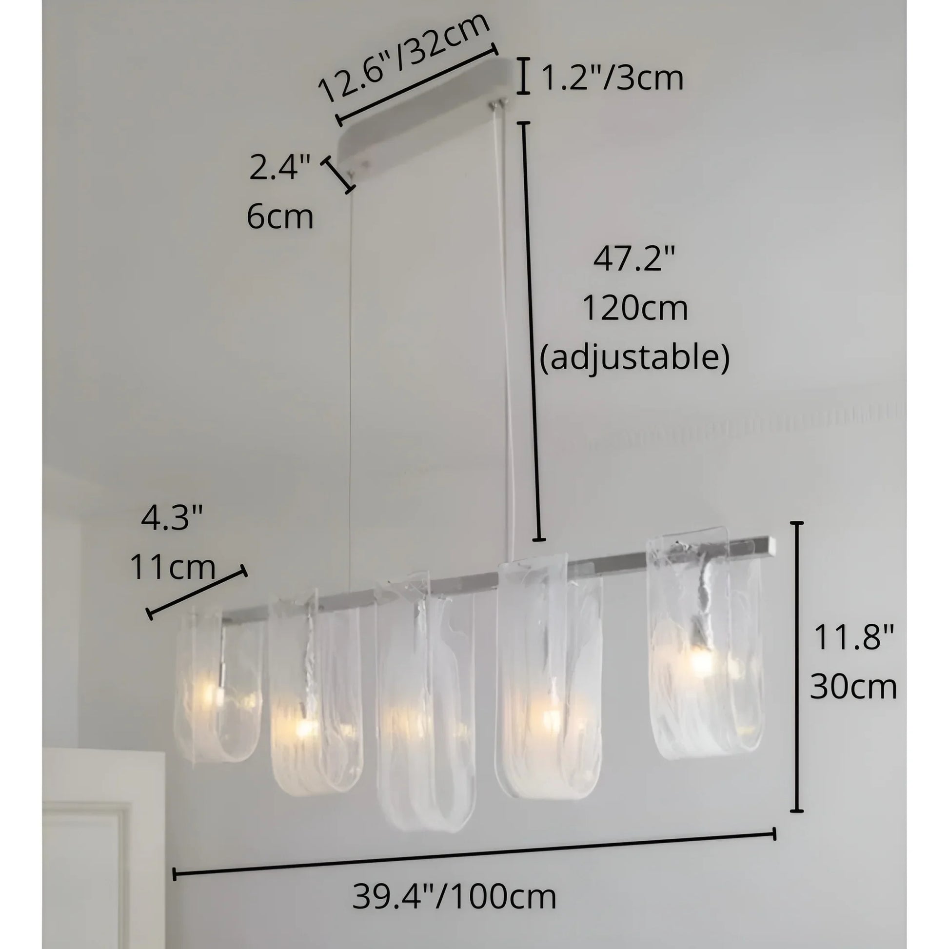 Fuchsia Liora Glass Linear Pendant Light - Pendant Lights | Lucera Lighting