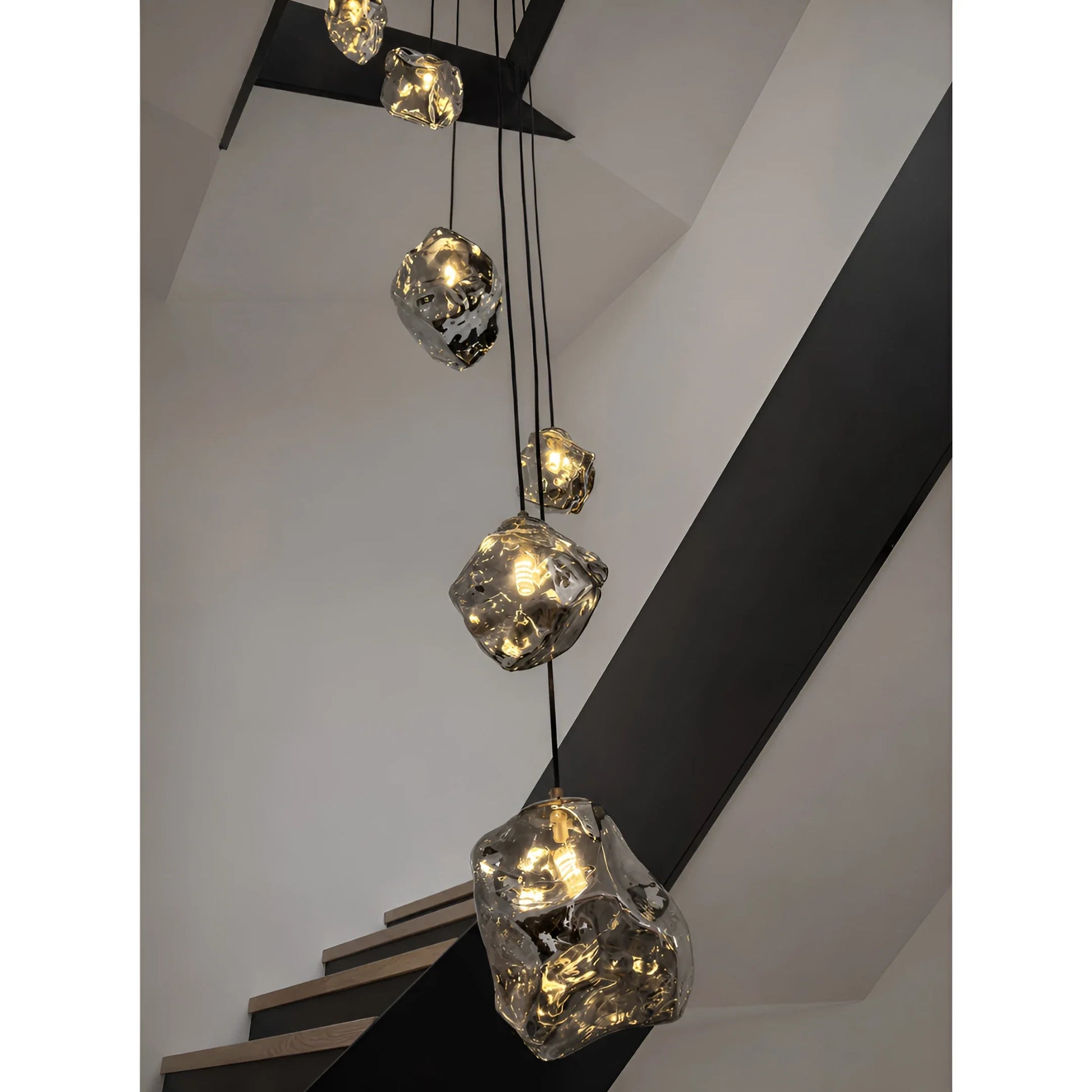 Quartzite Molten Rock Glass Staircase Chandelier - Chandeliers | Lucera Lighting