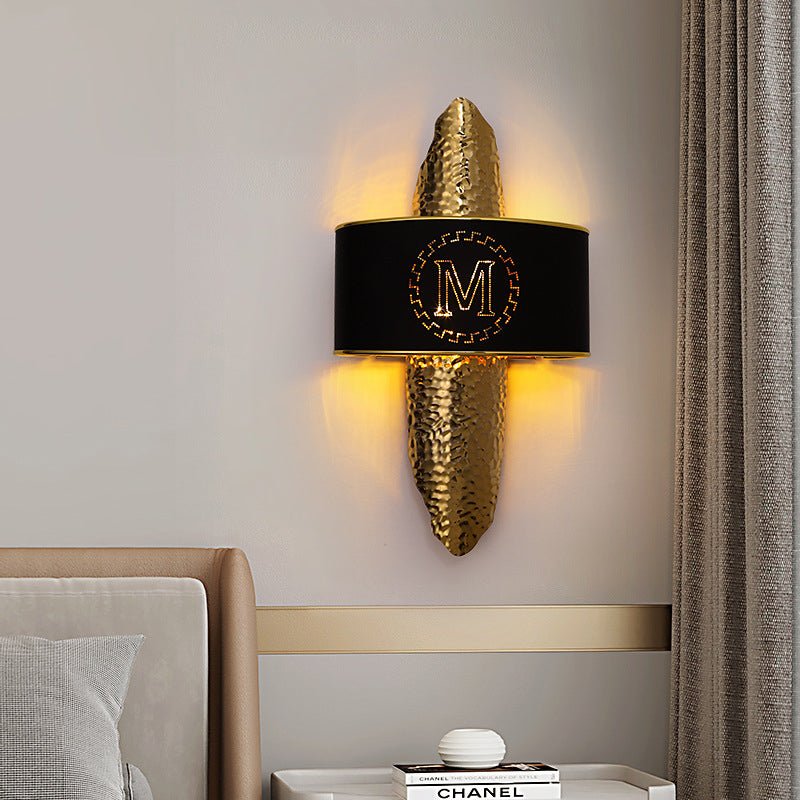 Linear M-Letter Gold Wall Lamp with Tricolor Light - Wall Lights & Sconces | Lucera Lighting