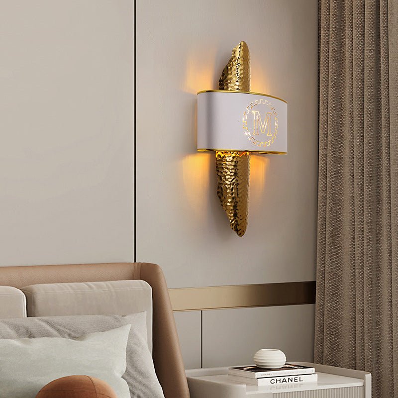 Linear M-Letter Gold Wall Lamp with Tricolor Light - Wall Lights & Sconces | Lucera Lighting