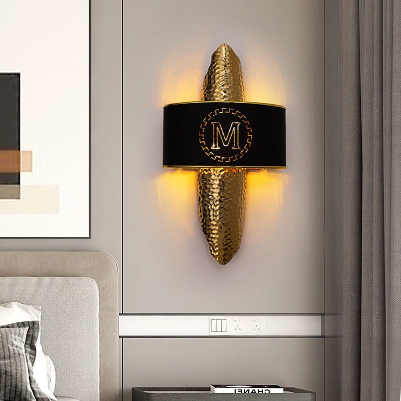 Linear M-Letter Gold Wall Lamp with Tricolor Light - Wall Lights & Sconces | Lucera Lighting