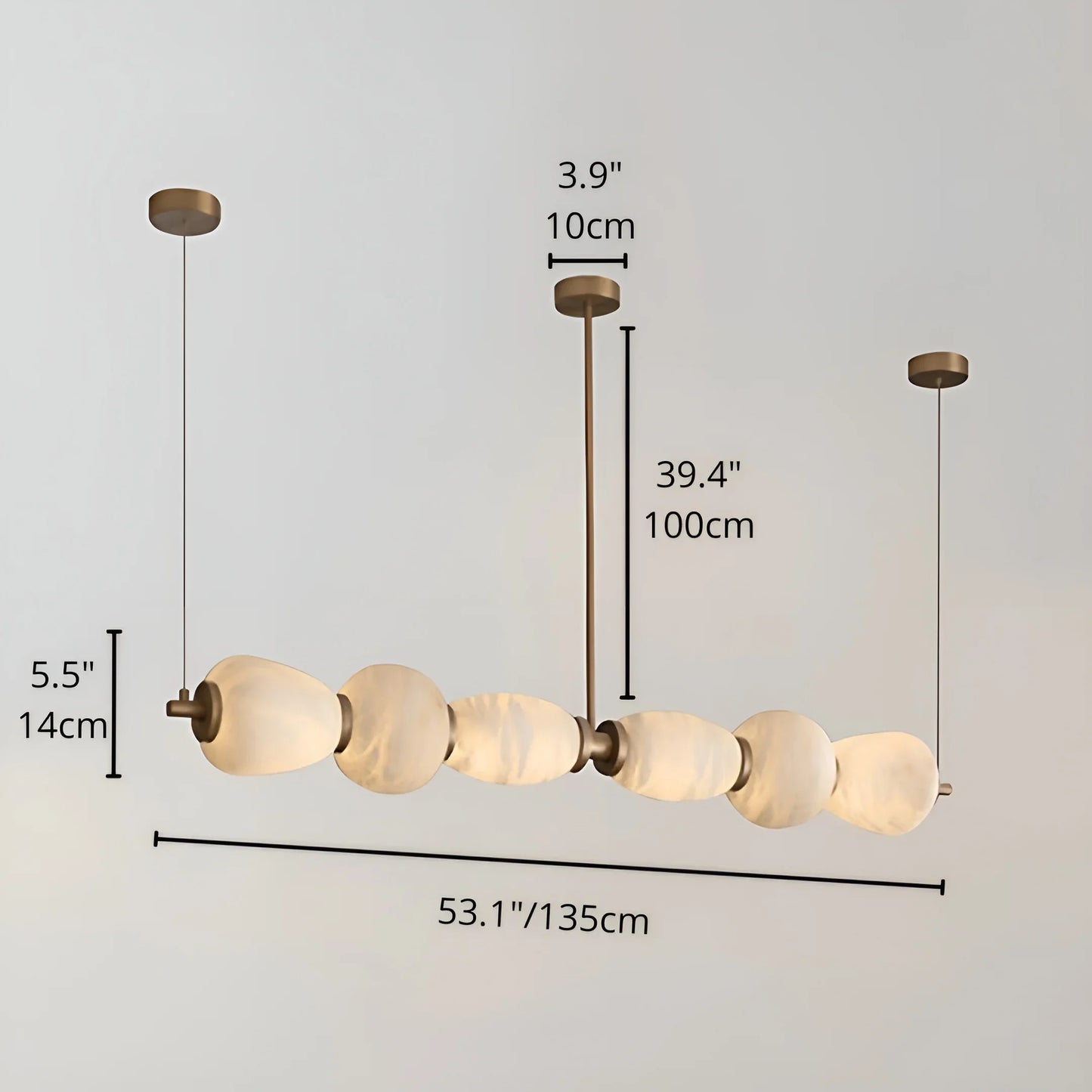 Ochre Modern Marble Linear Chandelier - Pendant Lights | Lucera Lighting
