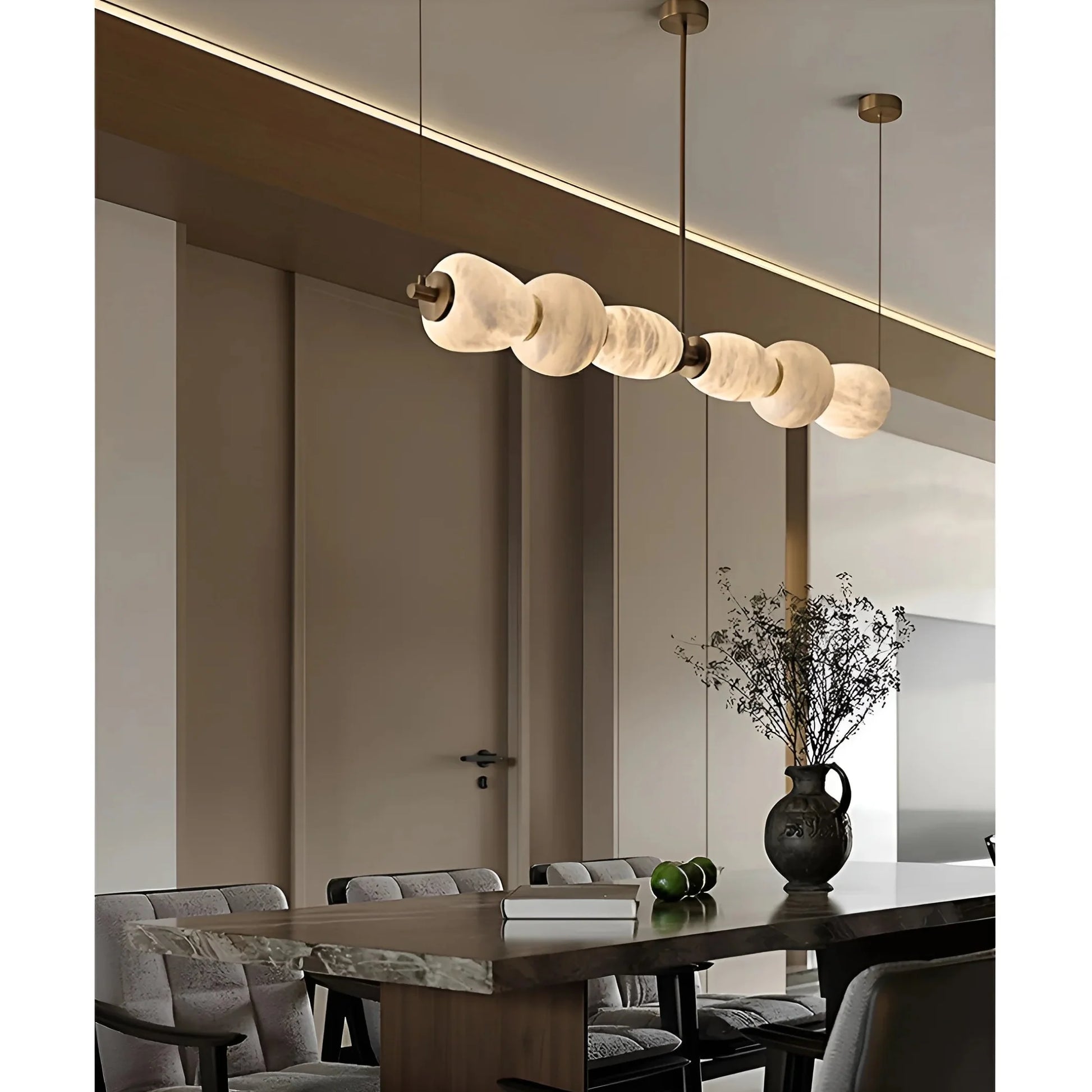 Ochre Modern Marble Linear Chandelier - Pendant Lights | Lucera Lighting