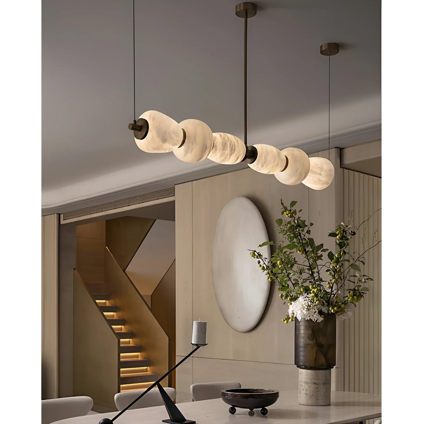 Ochre Modern Marble Linear Chandelier - Pendant Lights | Lucera Lighting