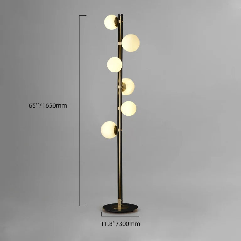 Amethyst Mid Century Twisted Floor Lamp with Globe Shades - Chandeliers | Lucera Lighting