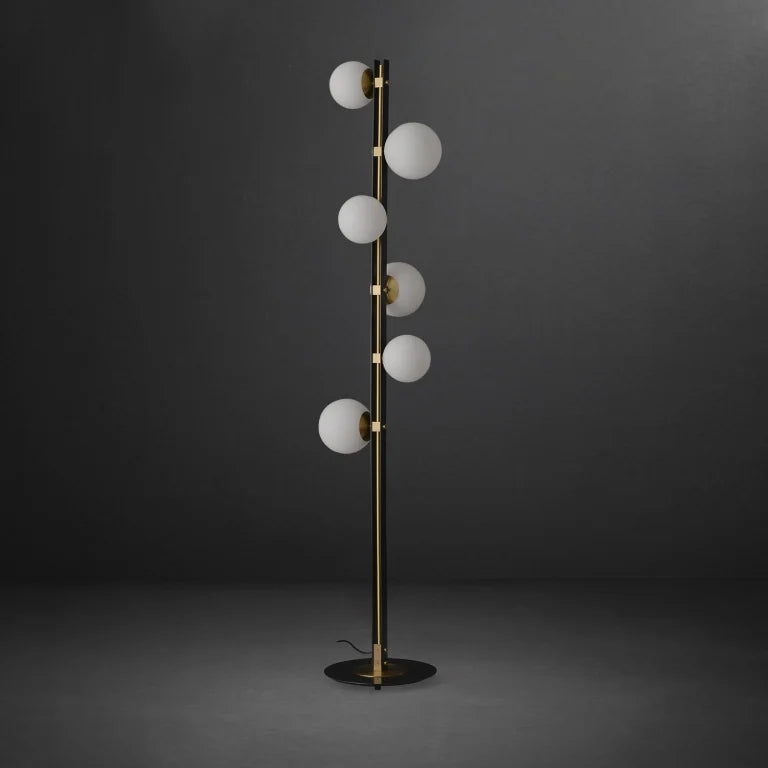 Amethyst Mid Century Twisted Floor Lamp with Globe Shades - Chandeliers | Lucera Lighting