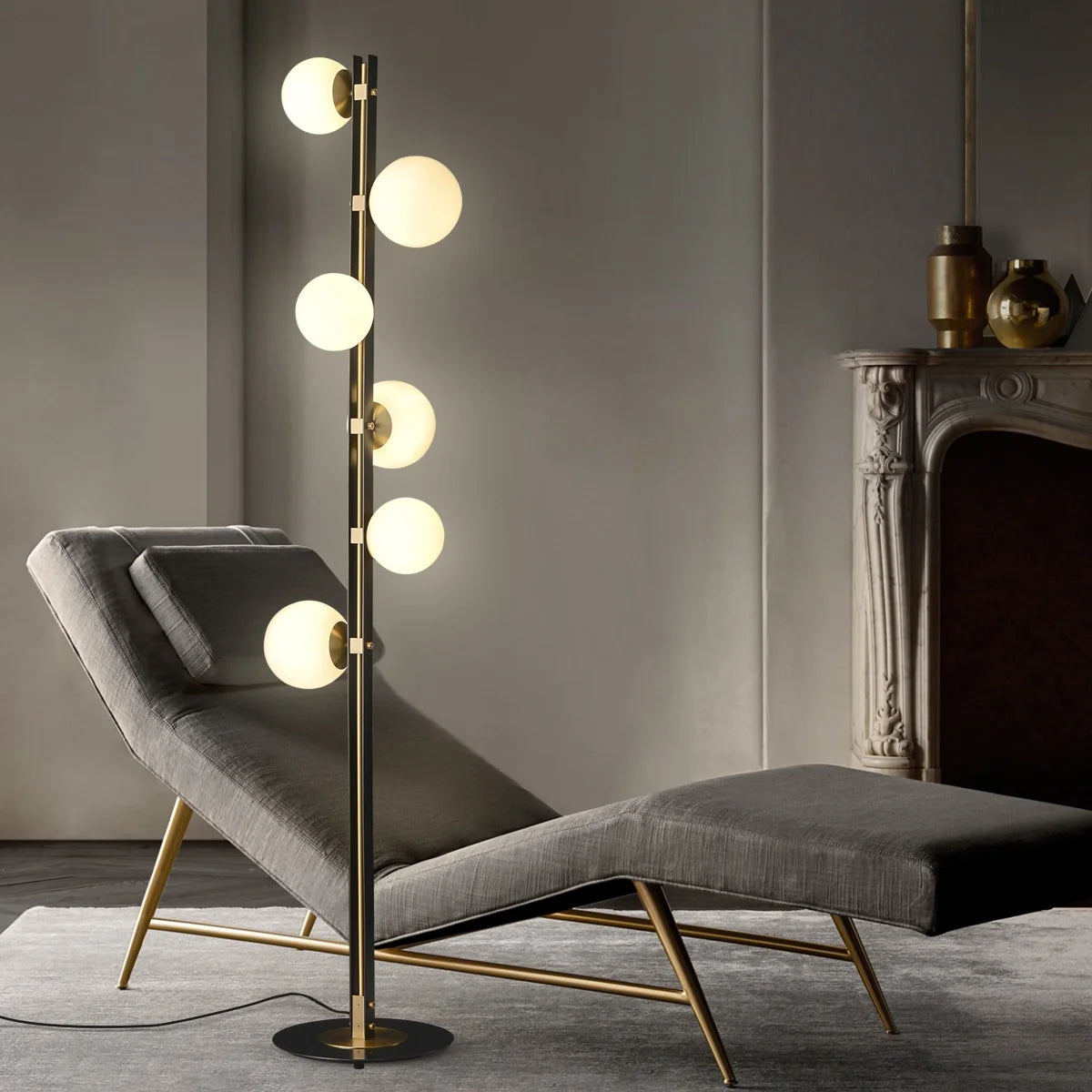 Amethyst Mid Century Twisted Floor Lamp with Globe Shades - Chandeliers | Lucera Lighting