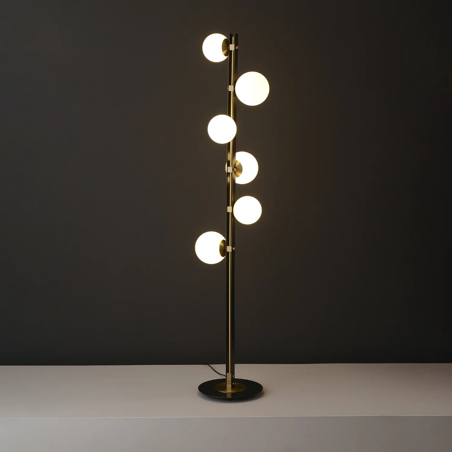Amethyst Mid Century Twisted Floor Lamp with Globe Shades - Chandeliers | Lucera Lighting