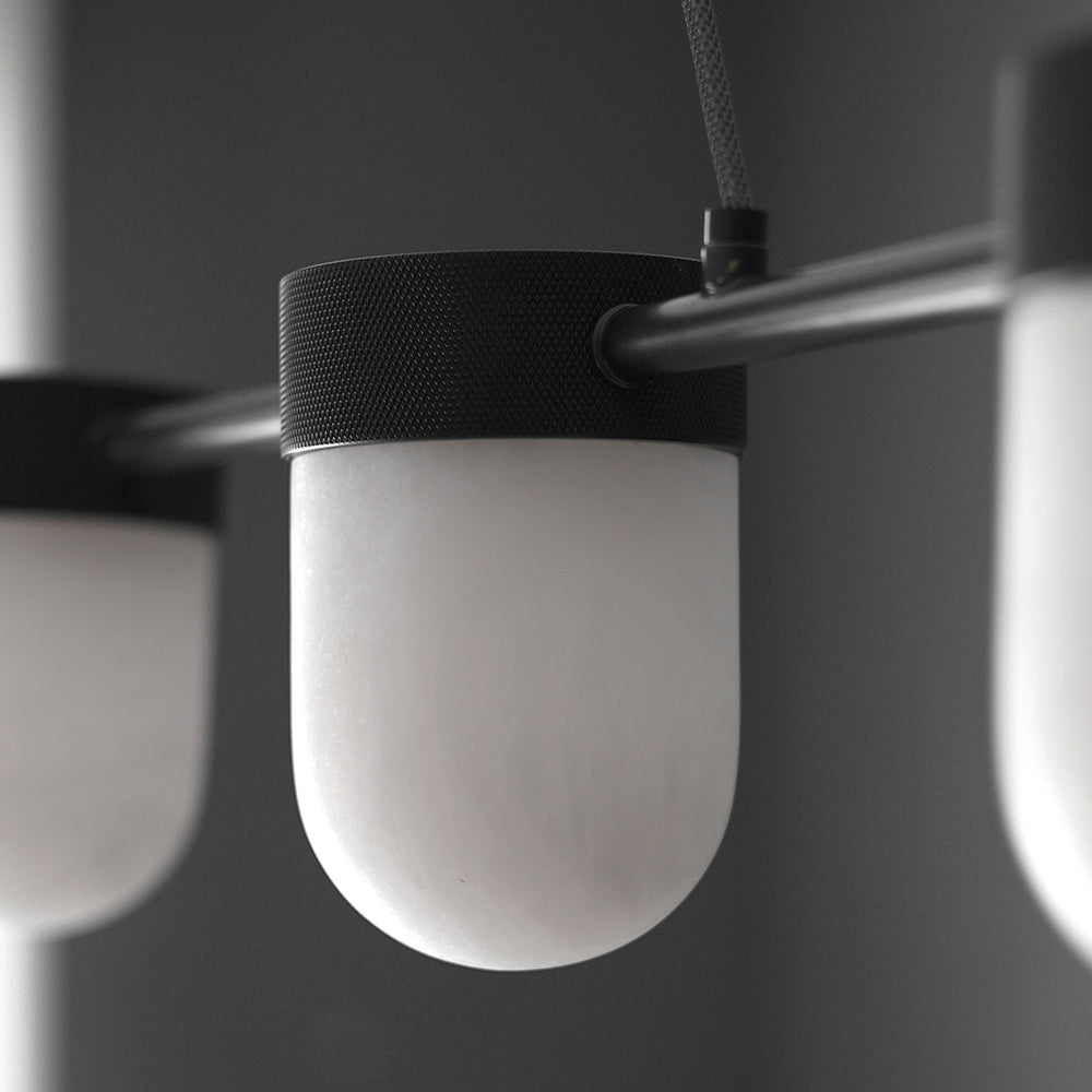 Celadon Art Deco Linear Chandelier with Alabaster Shades - Pendant Lights | Lucera Lighting
