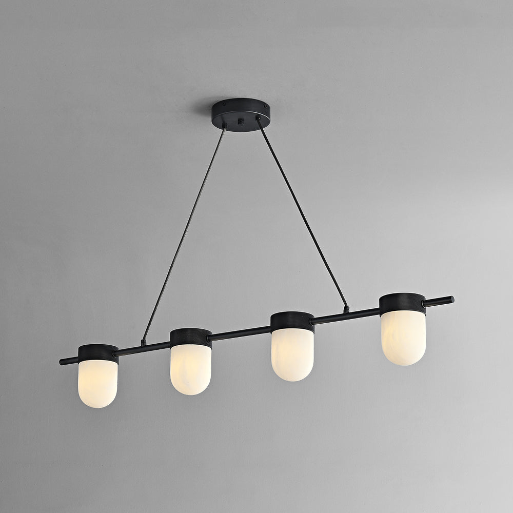 Celadon Art Deco Linear Chandelier with Alabaster Shades - Pendant Lights | Lucera Lighting