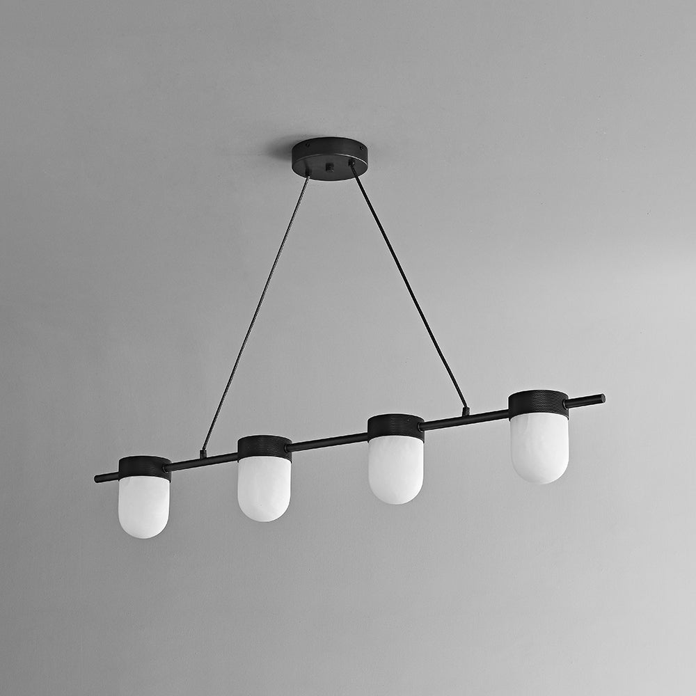 Celadon Art Deco Linear Chandelier with Alabaster Shades - Pendant Lights | Lucera Lighting