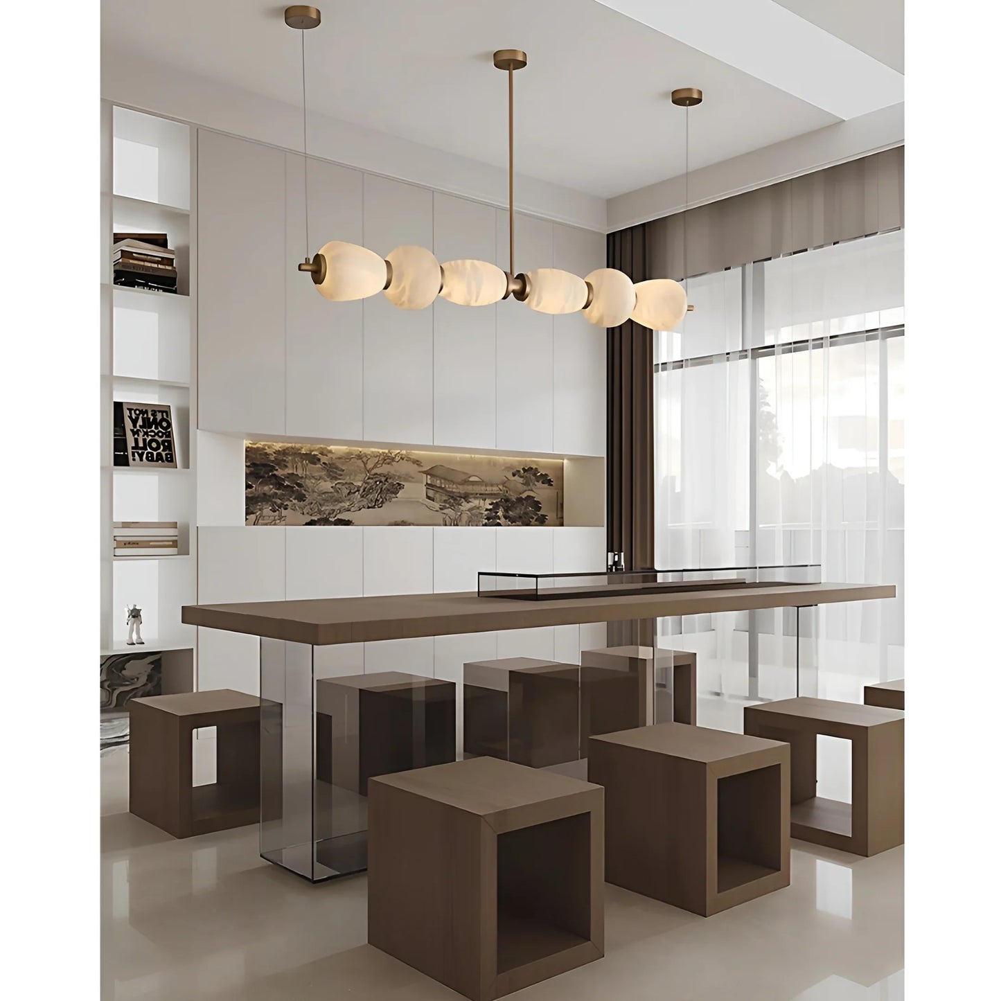 Ochre Modern Marble Linear Chandelier - Pendant Lights | Lucera Lighting