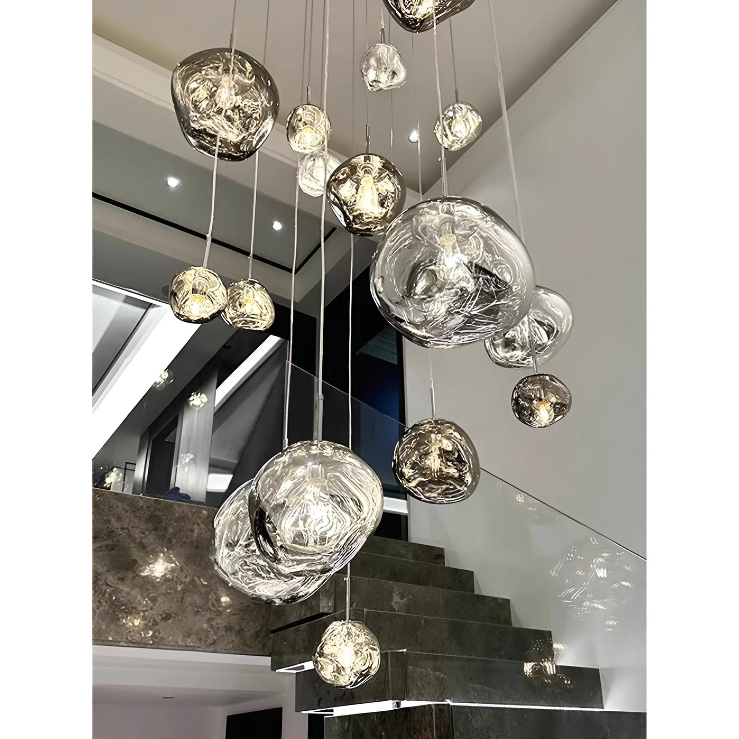 Zion Modern LED Bubble Staircase Chandelier - Pendant Lights | Lucera Lighting