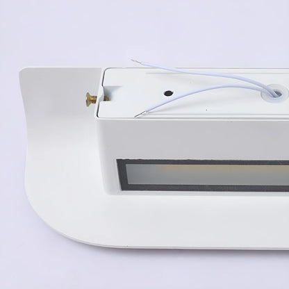 integrated 9W LED panel glowing warm white through frosted diffuser, detail shot