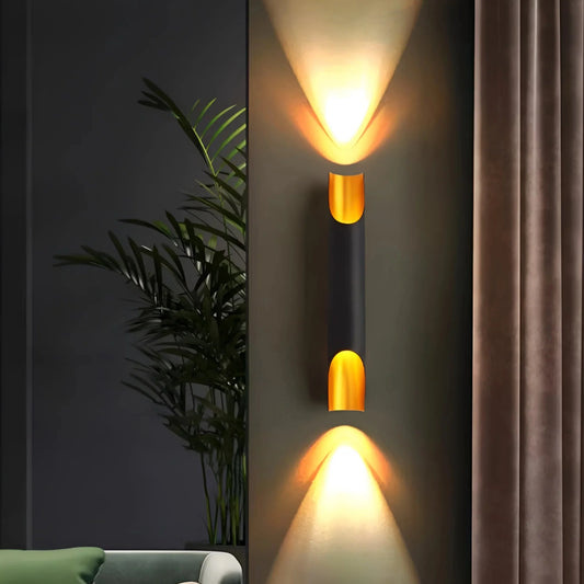 Crema Modern Nordic LED Wall Lamp - Black/Gold or White/Gold - Exterior wall | Lucera Lighting