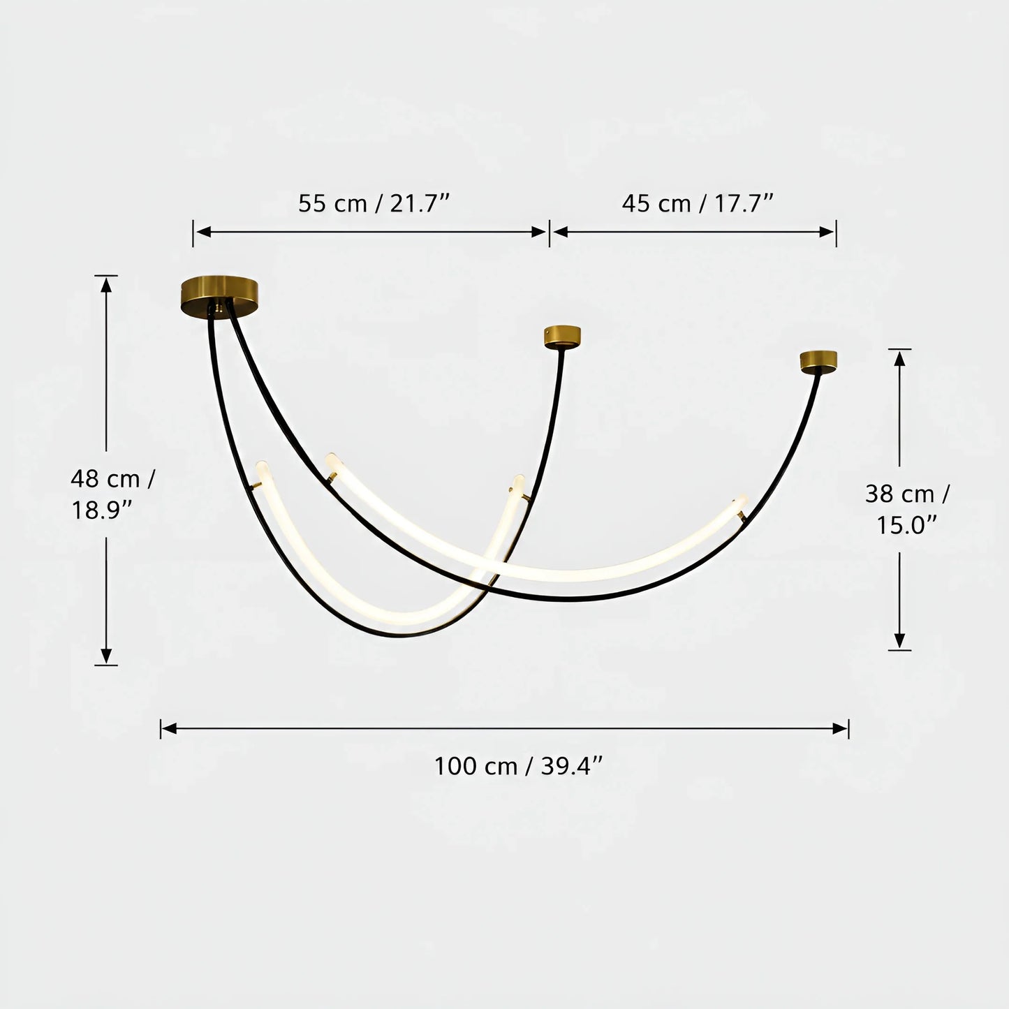 Sienna Ondara Curved LED Wave Chandelier - Pendant Lights | Lucera Lighting