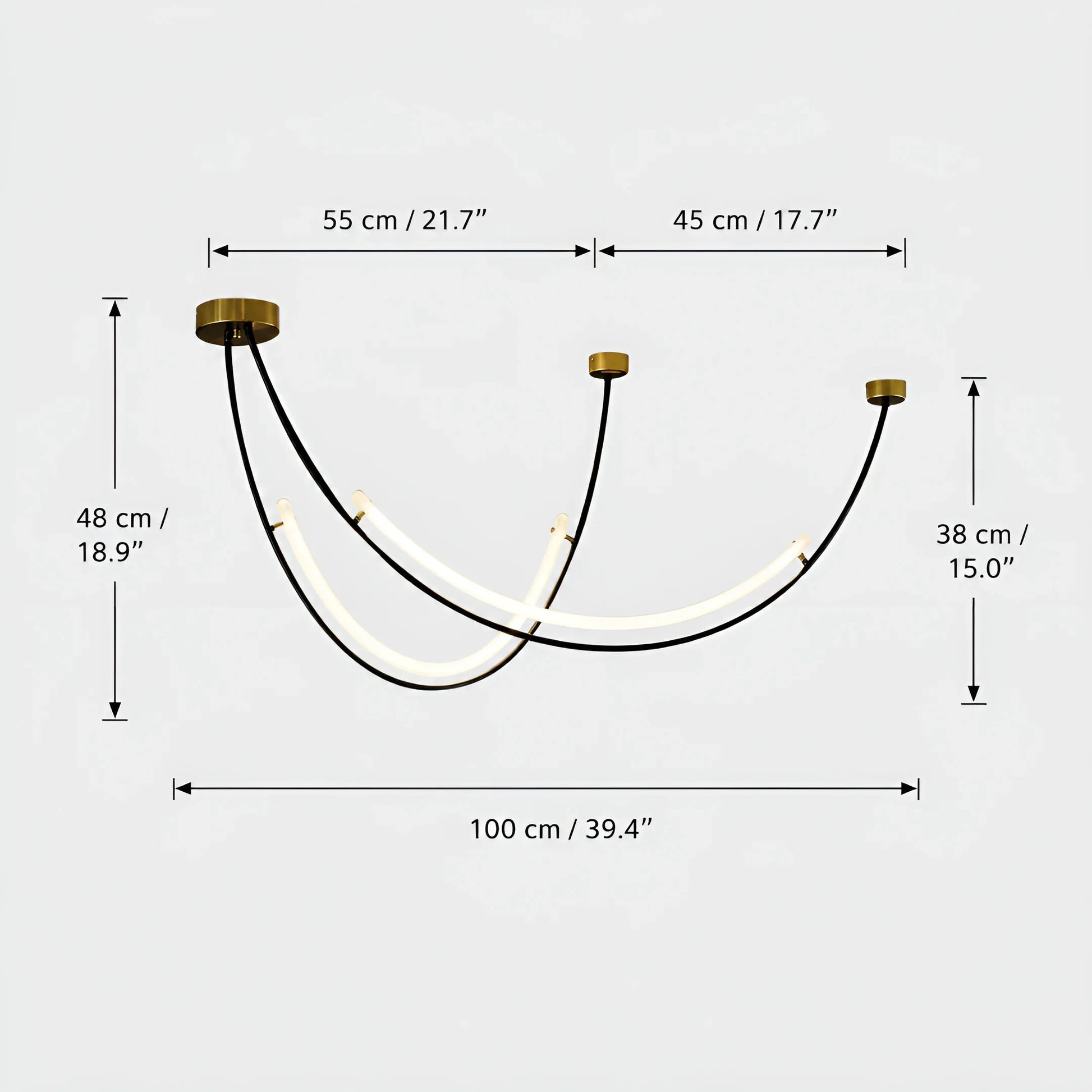 Sienna Ondara Curved LED Wave Chandelier - Pendant Lights | Lucera Lighting