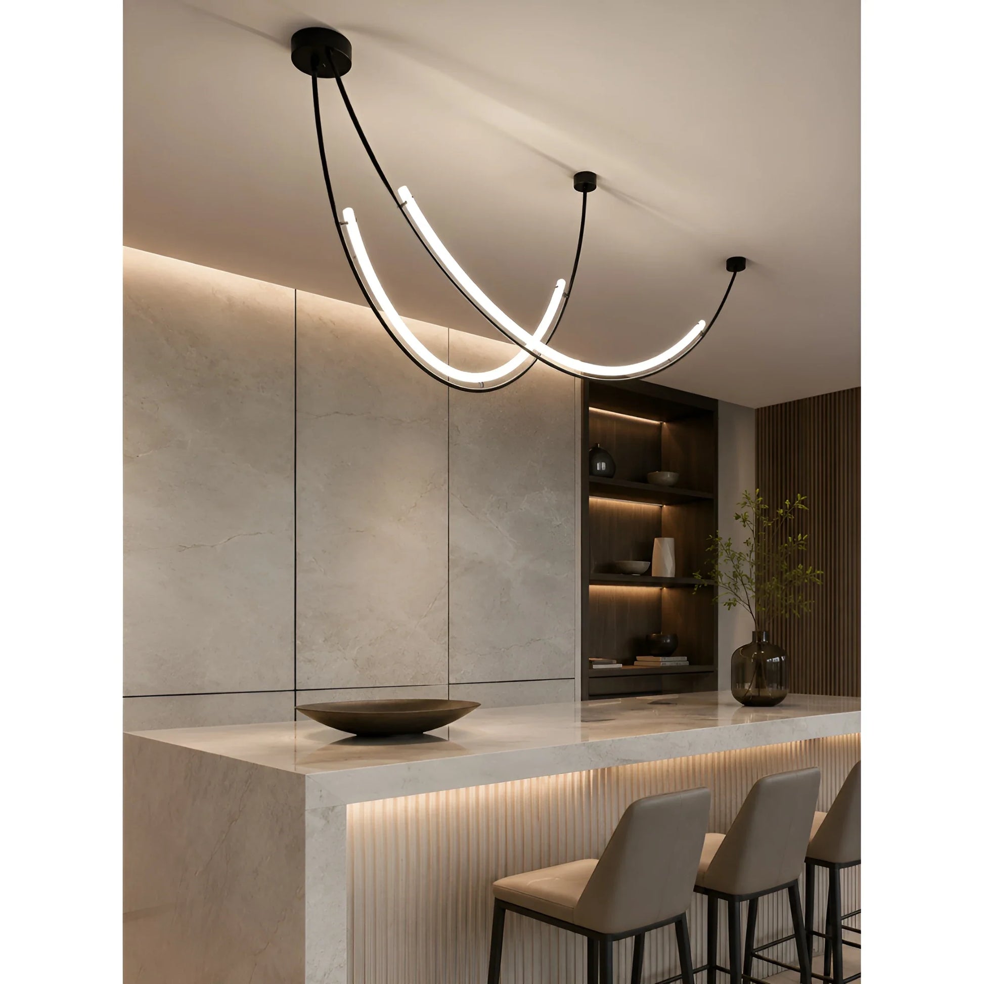 Sienna Ondara Curved LED Wave Chandelier - Pendant Lights | Lucera Lighting