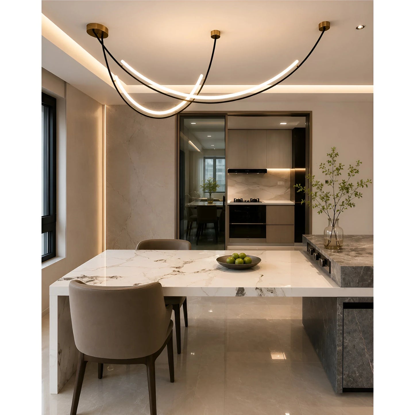 Sienna Ondara Curved LED Wave Chandelier - Pendant Lights | Lucera Lighting