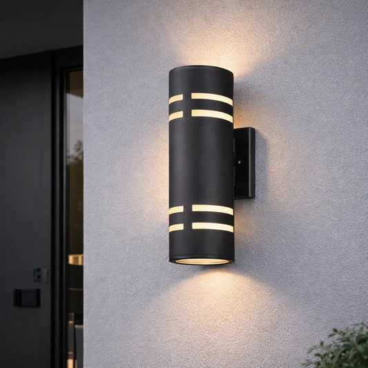 close-up of Orion wall light showing iron and polycarbonate construction details
