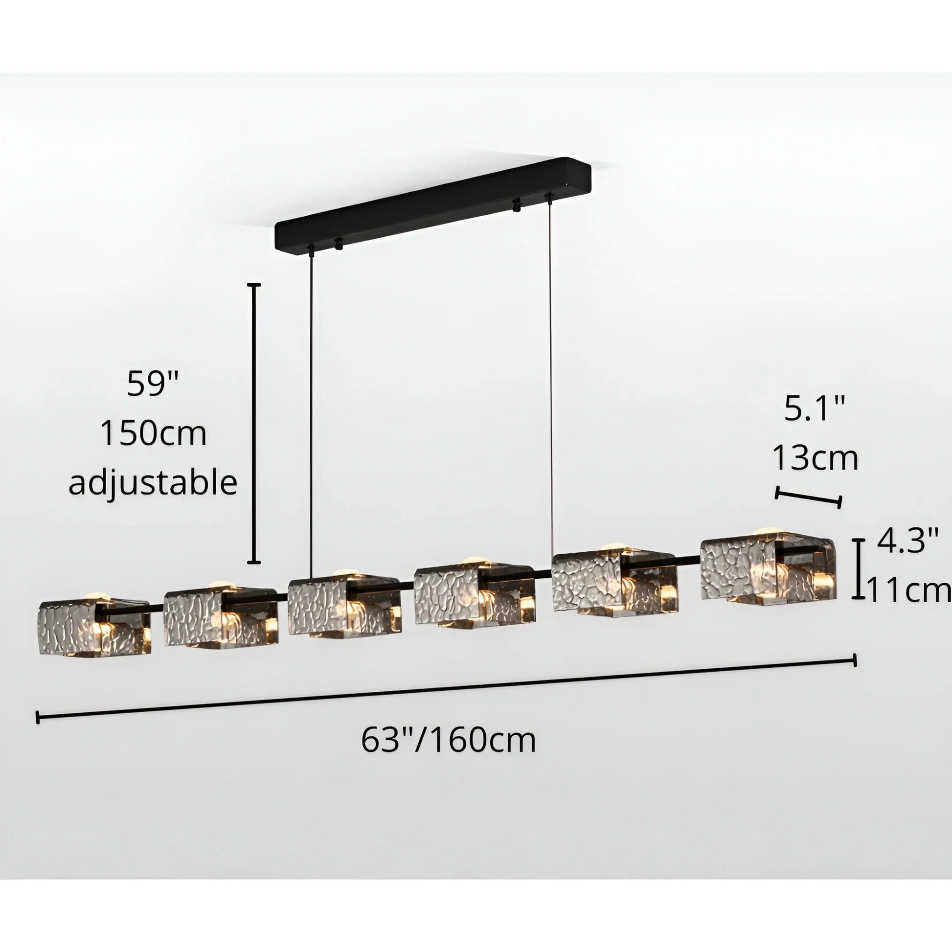 Cinnabar Copper Chandelier - Textured Glass - Pendant Lights | Lucera Lighting
