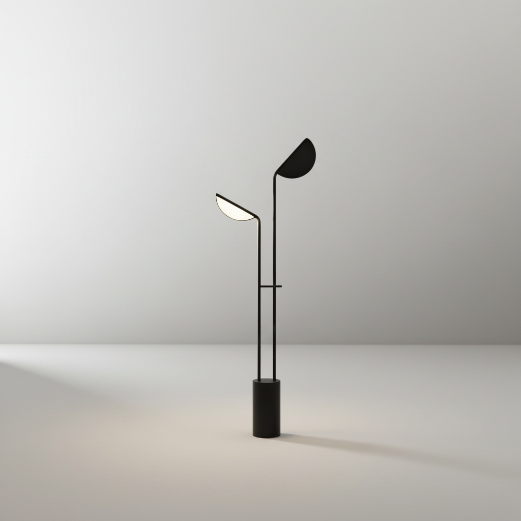 Xanthic Floor Lamp front view on clean studio background showing dual adjustable lampshades