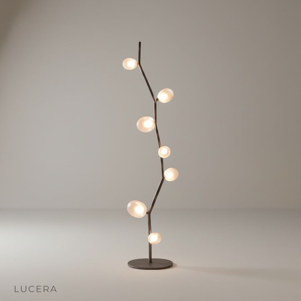 Lucera Dahlia floor lamp studio shot on clean white background front view