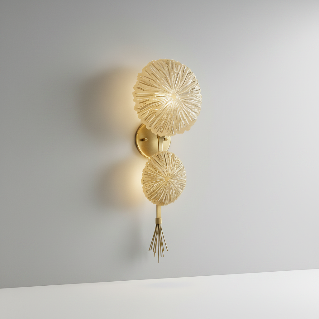 studio shot of Sacro illuminated art lamp front view with celestial glow on white background