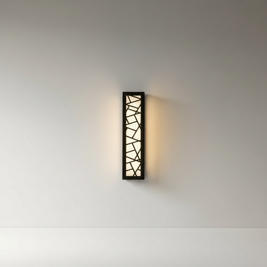 minimalist Emblem Wall Lamp mounted on a concrete wall in a studio setting