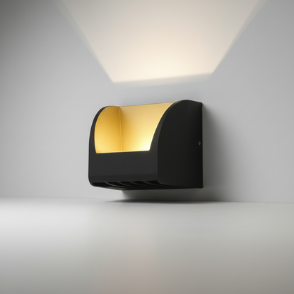studio shot of Nunatak dual-head wall sconce with sleek rectangular profile