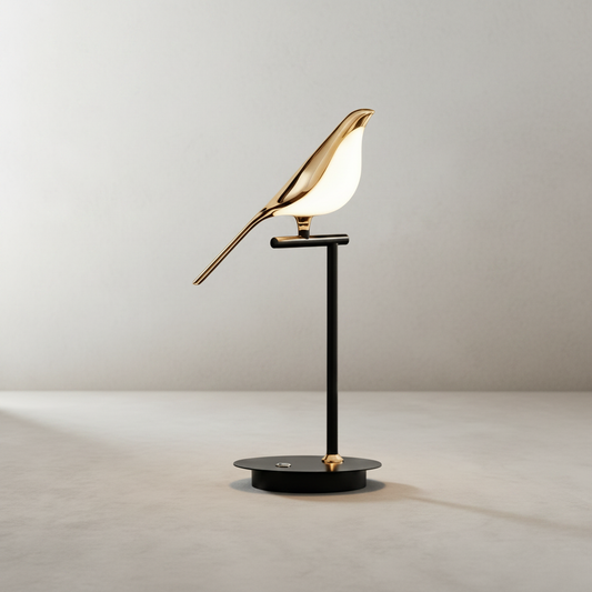 Studio shot of Vento Table Lamp with acrylic shade and zinc alloy body on clean white background