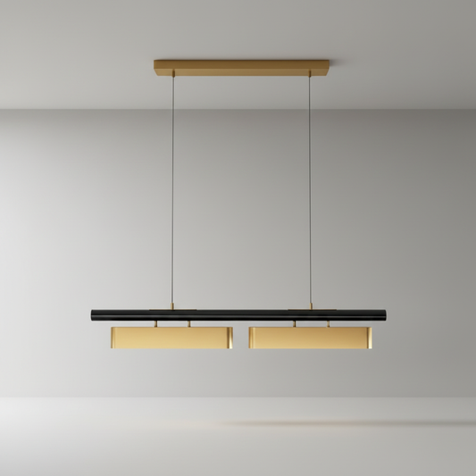 Studio shot of Fiorella Chandelier matte black iron and alloy with opal diffusers front view