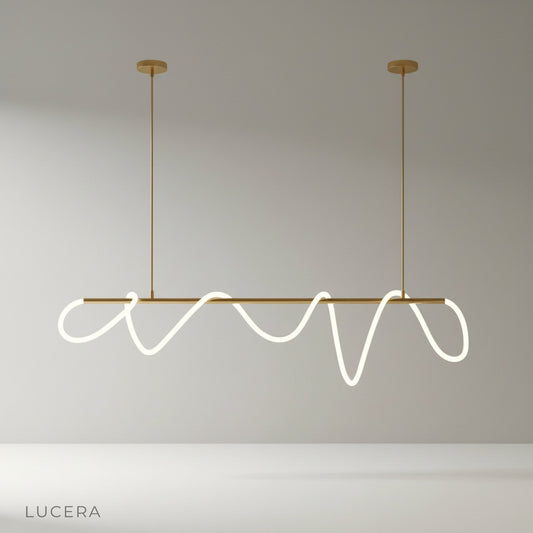 minimalist cable chandelier with black metal frame on clean white studio background