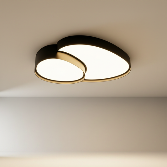 studio shot of Yielding ceiling light with sleek metal frame and frosted acrylic diffuser